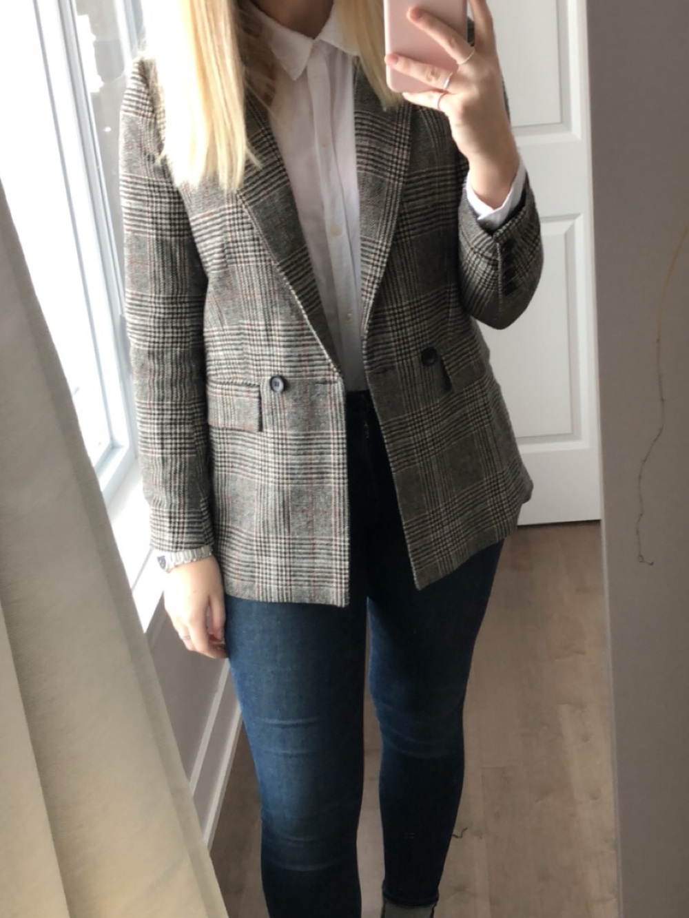 Forever 21 Plaid Double-Breasted Blazer in Brown and Black